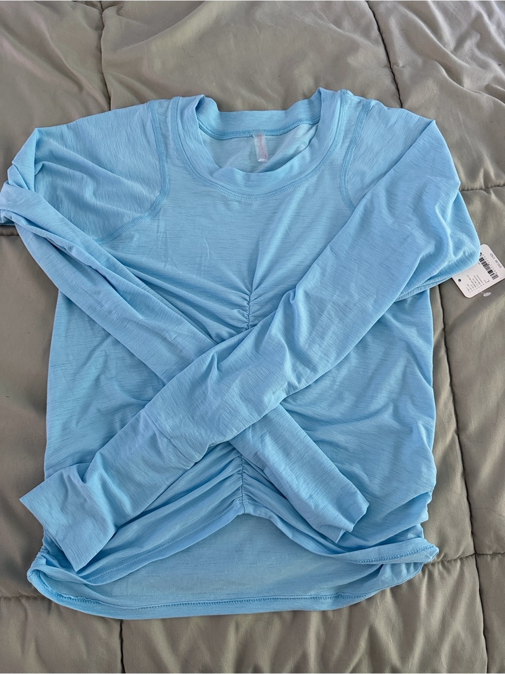 Free People Women’s Light Blue Long Sleeve Ruched Top NWT